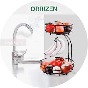 Panier à fruits et légumes en fer à 2 niveaux, écologique, durable, support à bananes, noir, 64 oz, organisateur de rangement pour la maison et la cuisine - Product Image 4