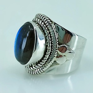 <b>Labradorite</b> <b>Ring</b> 925 Sterling Silver Handmade Boho Statement Promise Jewelry for Women Natural Oval Shape Gemstone Jewelry - Product Image 6