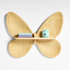 Premium Wholesale Handcrafted Rattan Butterfly <b>Wall</b> <b>Shelf</b> <b>Floating</b> Display <b>Shelf</b> For Home Hotel Nursery Kids Room Decor - Product Image 1