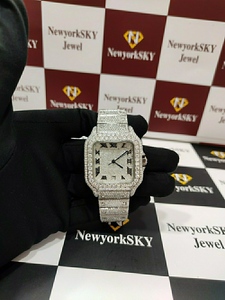 Reloj de Lujo para Hombre con Diamantes, Caja Cuadrada de Acero Inoxidable, Movimiento de Cuarzo Analógico, Esfera con Números Romanos, Cierre Desplegable - Product Image 3