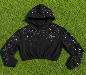 <b>Women</b> Rhinestone Cropped Hoodie <b>Cargo</b> Pants Set, Custom Streetwear Tracksuit, Sparkle Crystal Sweat Suit for Wholesale - Product Image 6