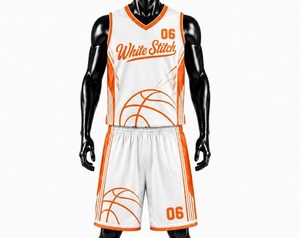 Ensemble de maillots de basket-ball blancs pour femmes, sans manches, col rond, impression par transfert thermique, respirant, spandex/nylon 220g, personnalisable pour l'équipe - Product Image 3