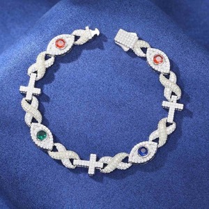 Pass Diamond Tester Cross Moissanite Cuban Link <b>Bracelet</b> Vvs Moissanite Diamond Iced Out <b>Infinity</b> Cross Cuban <b>Bracelet</b> - Product Image 1