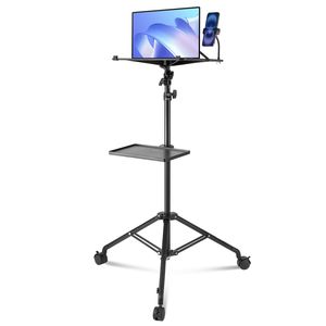 Supporto per Proiettore Regolabile in Altezza con Ruote, da 31,3 a 67,3 Pollici, Supporto per Laptop a Treppiede con 2 Vassoi - Product Image 1