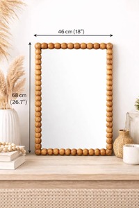 Espejo de pared con diseño de bola de madera para decoración de sala de estar, agrega textura natural y una estética cálida para hogares rústicos y modernos - Product Image 2