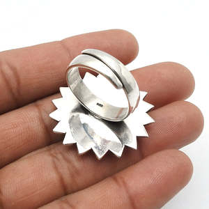 Big Size Green Turquoise Gemstone <b>Ring</b> Solid 925 Sterling Silver <b>Ring</b> In Bohemian Style Handmade <b>Adjustable</b> <b>Ring</b> For Girls - Product Image 4