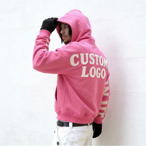 Nouveauté 2026 – Sweat à capuche polaire vintage rose vif tendance pour homme, écologique, avec logo personnalisé et sérigraphie en strass, coupe classique - Product Image 6