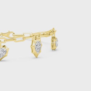 5ctw Lab Grown Diamond Charm Heart Marquise Pear Drop <b>Solid</b> Gold Geometric Station Bangle <b>Bracelet</b> Women's Luxury IGI Certified - Product Image 6