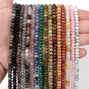 ลูกปัดหินอาเกตคริสตัลทรงรอนเดลล์เจียระไน ลูกปัดพลอยธรรมชาติทรงรอนเดลล์แบบตัด สำหรับทำเครื่องประดับ DIY - Product Image 1