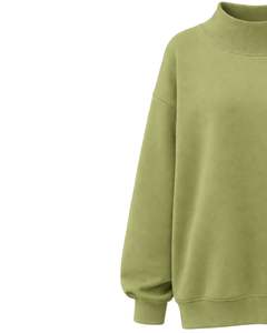 Sudadera de Forro Polar Oversize Verde Oliva Personalizada para Mujer, Cuello Alto, Estilo Casual, Cálida para Invierno, de Algodón y Poliéster, Ajuste Holgado - Product Image 3