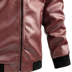 Veste en cuir d'hiver pour homme, respirante, écologique, couleur unie, décontractée, avec logo sur le devant, taille adulte - Product Image 6