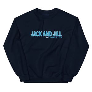 Navy <b>Blue</b> Jack and Jill of America Logo Crewneck Sweatshirt <b>Long</b> <b>Sleeve</b> Casual Pullover <b>Top</b> Unisex Style Everyday Wear Apparel - Product Image 1