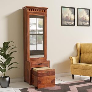 โต๊ะเครื่องแป้งไม้มะม่วงแบบปรับเปลี่ยนได้พร้อมกระจกแบบพลิกขึ้นได้ - Product Image 1