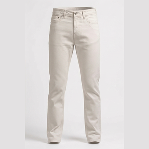 Pantalones Vaqueros de Mezclilla de Algodón Beige de Corte Recto y Ajustado, Cintura Alta, Estilo Casual de Primavera para Hombre - Product Image 1