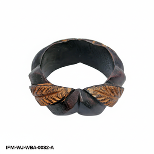 Bracelet en bois sculpté à la main en forme de feuille, style antique, épais, bohème, en bois foncé, pour femme - Product Image 5