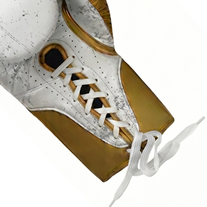 Askar Wear Ind Boxing Gloves <b>Leather</b> Lace-Up White Gold Adult Training Gear Breathable - Product Image 5