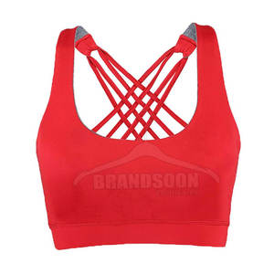 Top tendance soutien-gorge de sport à bretelles croisées à quatre voies pour femmes léger sans couture respirant Spandex/Nylon haut - Product Image 1