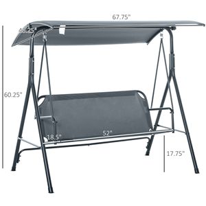 Columpio de Porche para 3 Personas con Soporte, Estilo Cómodo, Inclinación Ajustable, Toldo para Patio o Porche - Product Image 5