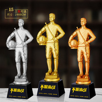 Grands Trophées Sportifs en Résine Pas Cher Personnalisé Or Football Basketball Cricket Badminton Awards Drôle Médaille Vente