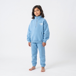 Heavyweight Custom Unisex Kids Oversized Hoodie <b>Half</b> <b>Zip</b> Cotton Fleece <b>Sweatshirt</b> Drop Shoulder Long Sleeve Leisure Wear - Product Image 5