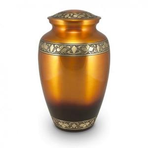 Urne funéraire élégante en laiton pour cendres d'adulte avec incrustation de nacre - Product Image 4