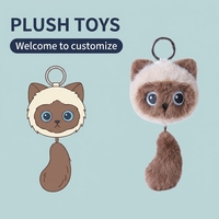 Porte-clés en peluche personnalisé en gros, jouet en peluche chat, ornement animal en peluche mignon, idéal pour sac à dos et décoration de clés - Vente chaude
