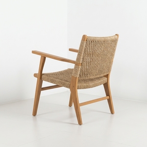 Commercial Grade Teak Rope <b>Armchair</b> Woven Seat Back Dining Lounge Chair Wholesale OEM ODM Furniture Indonesia Export Supplier - Product Image 3
