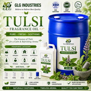 Huile parfumée Tulsi en vrac, fournisseur et fabricant en Inde, composé de parfum synthétique, vente en gros B2B pour acheteurs, utilisation pour savon, bougies, détergents - Product Image 1