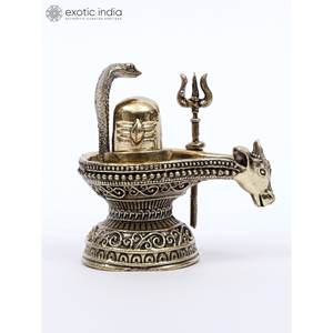 Esculturas pequeñas de latón Nandi Mukh Shivalinga protectoras Naag y Trishul de 2 pulgadas para decoración del hogar y Templo hechas en la India - Product Image 2