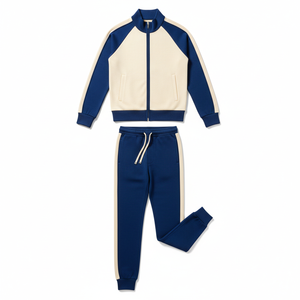 Men's Color Block Zip Up <b>Tracksuit</b> Set Knitted Jogger Outfit Winter Training Activewear - Product Image 1