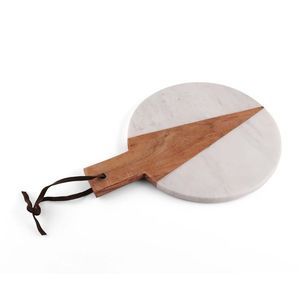 Planche à découper de cuisine en marbre et bois, artisanale et de qualité supérieure, pour la préparation de viande, légumes, fruits et pain - Product Image 2