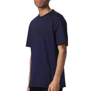 Camiseta de Algodón Azul Marino Sólido Extra Grande para Hombre, Manga Corta, Cuello Redondo, Corte Casual - Product Image 4