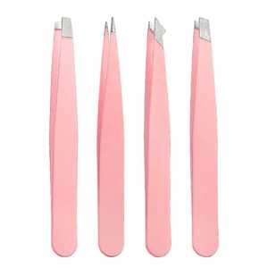 <b>Pink</b> Stainless Steel Pointed Tip Eyebrow Tweezers <b>Set</b> Durable Modern Grooming <b>Tools</b> - Product Image 1