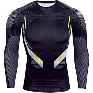 Men's Full Sleeve Rash Guard <b>Black</b> White Geometric Print Quick Dry Spandex Polyester Top - Product Image 4