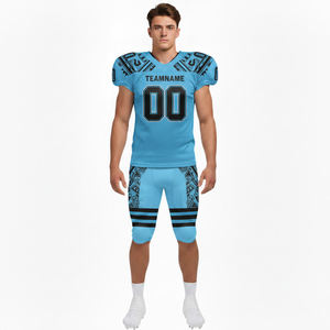 ชุดยูนิฟอร์มอเมริกันฟุตบอลแบบใหม่ ดีไซน์ตามสั่ง เนื้อผ้าระบายอากาศ สีฟ้าอ่อน ป้องกันรังสียูวี สำหรับทีมชายและหญิง - Product Image 4