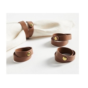 Stylish Leather Napkin Holder Rings For Dining Table Reusable Table Decoration For Home <b>Kitchen</b> And Events - Product Image 4