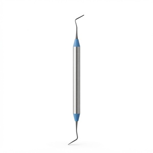 Kit d'instruments chirurgicaux dentaires avec miroir et sondes, poignée moletée argentée, classe I, manuel - Product Image 3
