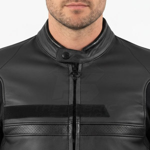 Veste en cuir de moto de haute qualité, coupe-vent, grande taille, fermeture éclair sur le devant, doublure intérieure douce, sécurité, confort, coutures renforcées - Product Image 6