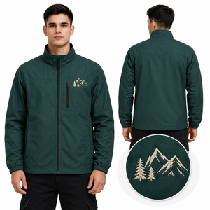 Custom Embroidery Men's <b>Jackets</b> Stand Collar Lightweight Windbreaker Casual Wear Factory Direct Supplier - Product Image 1