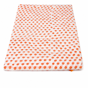 Funda de bolsa artesanal de voile teñido natural con base blanca, ecológica, con estampado de lunares de melocotón, hecha a mano con algodón, superventas - Product Image 1