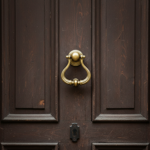 Antique Lyra Brass Door Knocker | Vintage Style Entrance Door Knocker | Heavy Duty Decorative Main Door <b>Hardware</b> for Home - Product Image 2