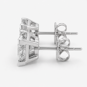 Pendientes de Diamantes con Corte Princesa, Plata 925, Engaste de Garra, Certificación IGI, Joyería Clásica Geométrica de Compromiso para Mujer - Product Image 3