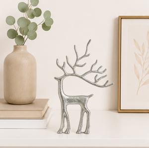 Custom Wholesale Textured Silver Metal <b>Christmas</b> Deer Statue Minimalist Reindeer Sculpture For Interior Home Decor Scandinavian - Product Image 3
