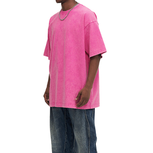 Camiseta Lisa de Algodón Grueso de 300 g/m², Lavada, con Estampado Personalizado y Bordado, Camisetas Extra Grandes para Hombre con Lavado Ácido - Product Image 4