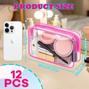 12pcs Waterproof Travel Clear Cosmetic Bag Transparent <b>Makeup</b> Organizer for Women & Men Cosmetic Storag & <b>Cases</b> - Product Image 2