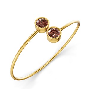 Bracelet jonc Cleo Flexi en or rose 14 carats avec diamant de laboratoire brun (1 carat) Tw. Bracelet tennis solide de haute qualité, bijou de marque, cadeau - Product Image 6