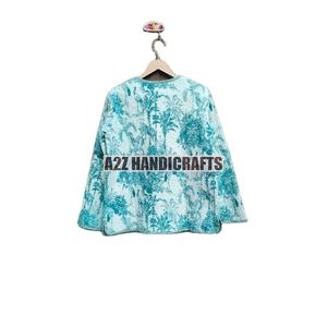 Chaqueta acolchada de mujer Bohemia floral vintage India talla XL manga larga algodón estampado en bloque indio para aspecto nupcial de invierno - Product Image 6