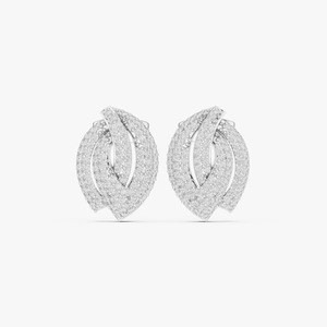 Boucles d'oreilles clous en or jaune 9K avec diamant de laboratoire 0,576 carats, taille brillant rond, motif floral pavé, bijoux fins, vente en gros - Product Image 3