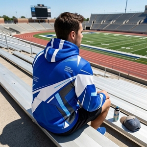 Sudadera con Capucha Personalizada Azul Rey y Blanca con Gráficos, Ropa Deportiva para Hombre, Fabricante Mayorista OEM ODM - Product Image 4