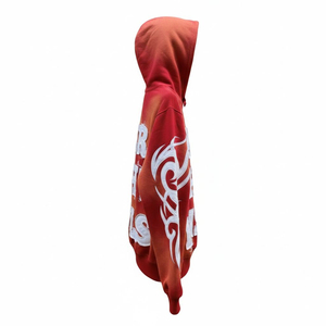 Sweat à capuche surdimensionné personnalisé, style vintage, délavé, rouge et blanc, 100% coton, pour homme, streetwear, lourd - Product Image 3
